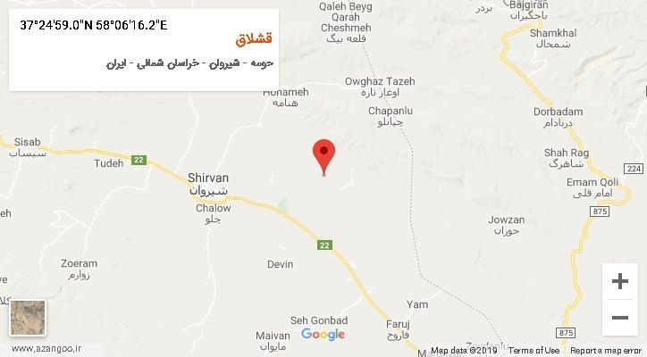 روستای قشلاق بر روی نقشه