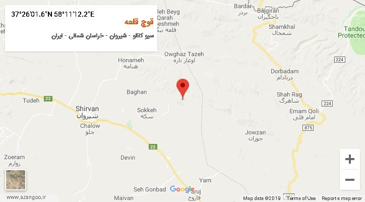 روستای قوچ قلعه بر روی نقشه