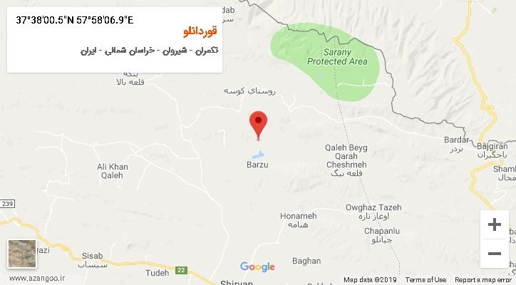 روستای قوردانلو بر روی نقشه