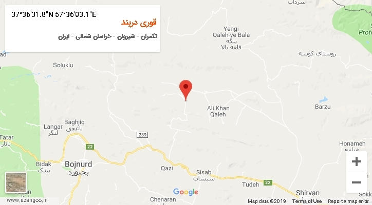 روستای قوری دربند بر روی نقشه