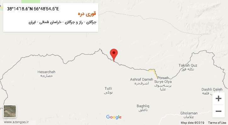 روستای قوری دره بر روی نقشه