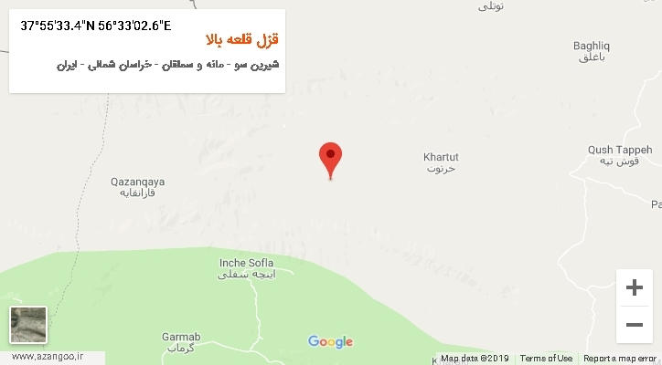 روستای قزل قلعه بالا بر روی نقشه