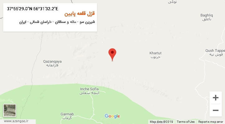 روستای قزل قلعه پایین بر روی نقشه