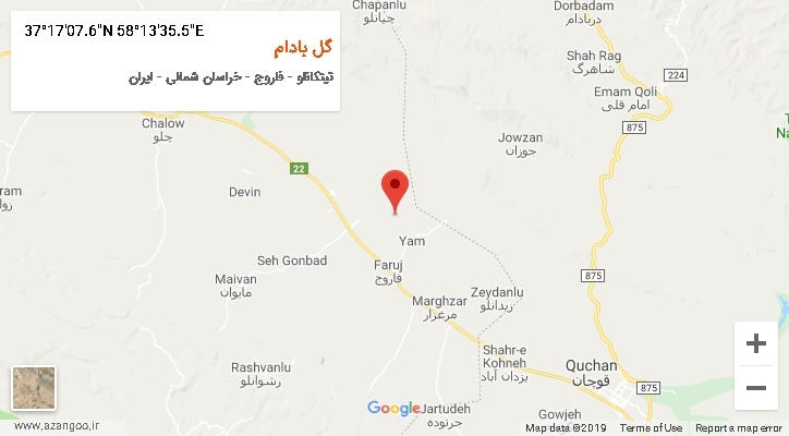روستای گل بادام بر روی نقشه