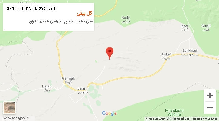 روستای گل بینی بر روی نقشه
