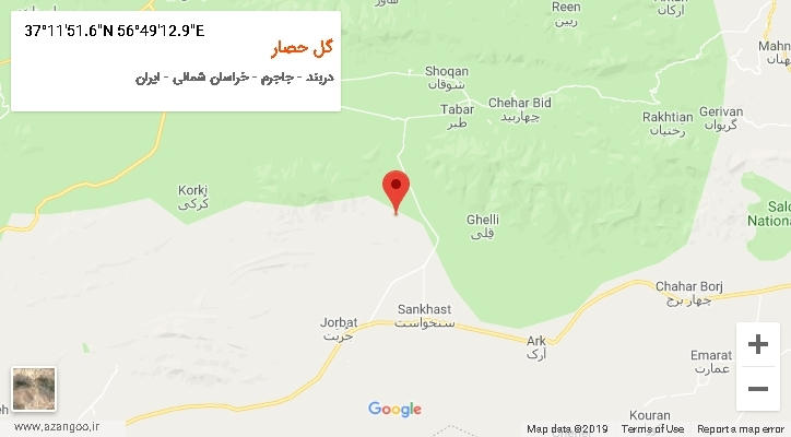روستای گل حصار بر روی نقشه