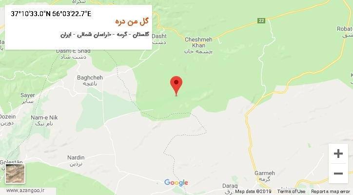 روستای گل من دره بر روی نقشه