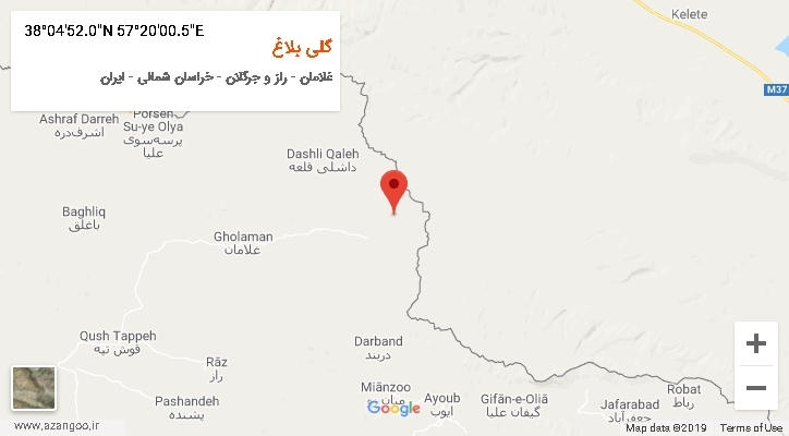 روستای گلی بلاغ بر روی نقشه