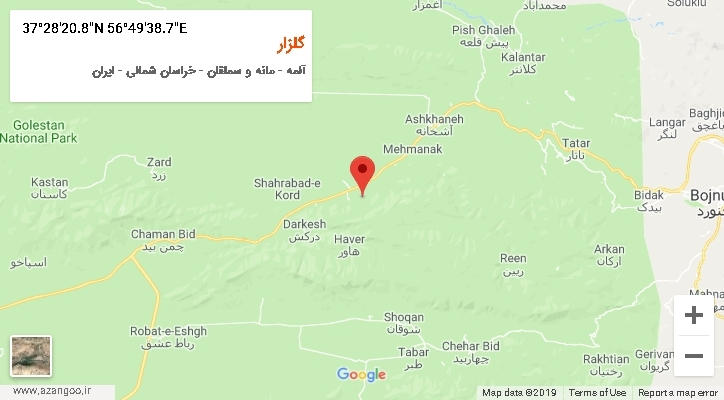 روستای گلزار بر روی نقشه