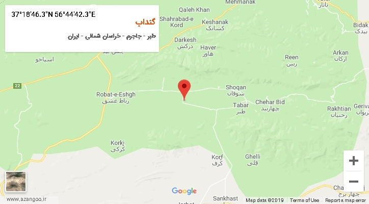 روستای گنداب بر روی نقشه