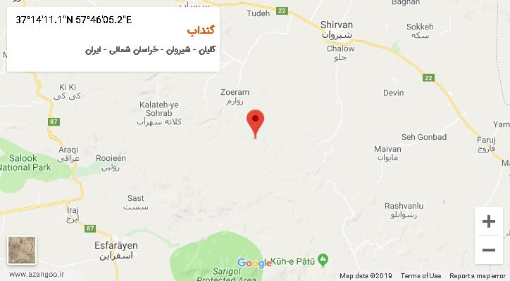 روستای گنداب بر روی نقشه