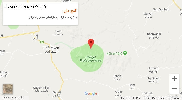 روستای گنج دان بر روی نقشه