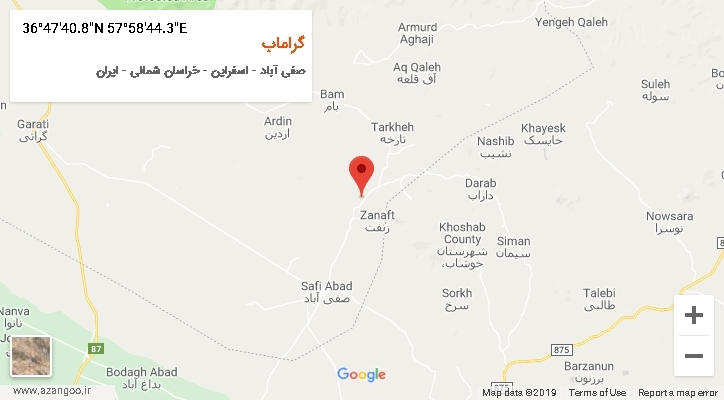 روستای گراماب بر روی نقشه