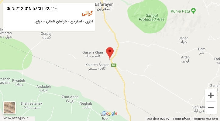 روستای گراتی بر روی نقشه