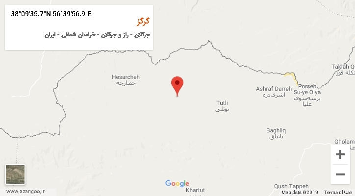 روستای گرگز بر روی نقشه