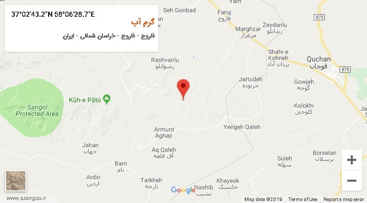 روستای گرم آب بر روی نقشه