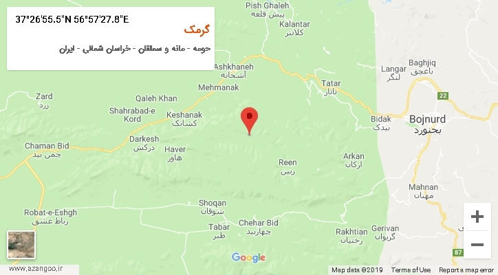 روستای گرمک بر روی نقشه