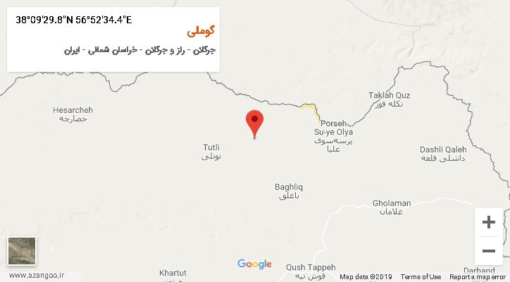 روستای گوملی بر روی نقشه