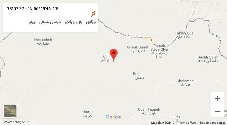 روستای گز بر روی نقشه