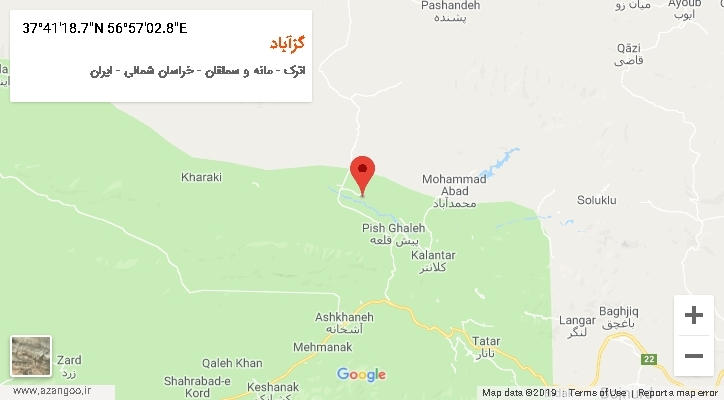 روستای گزآباد بر روی نقشه