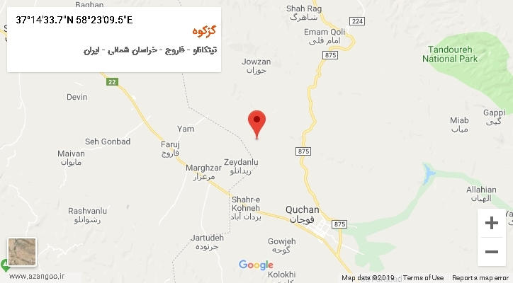 روستای گزکوه بر روی نقشه