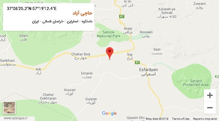 روستای حاجی آباد بر روی نقشه