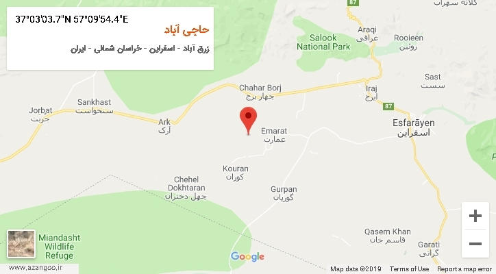 روستای حاجی آباد بر روی نقشه