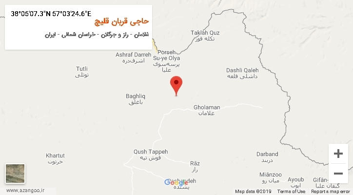 روستای حاجی قربان قلیچ بر روی نقشه