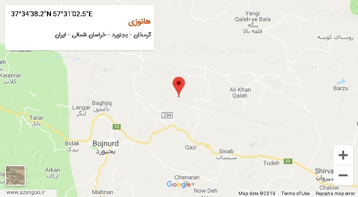 روستای هانوزی بر روی نقشه