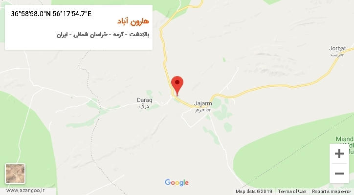 روستای هارون آباد بر روی نقشه