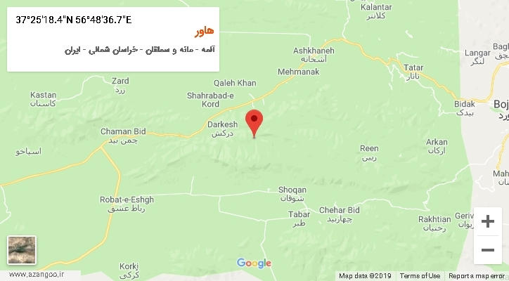 روستای هاور بر روی نقشه