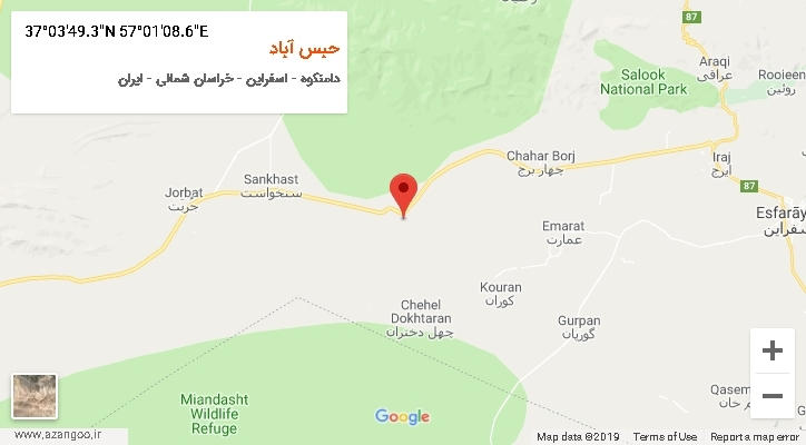 روستای حبس آباد بر روی نقشه