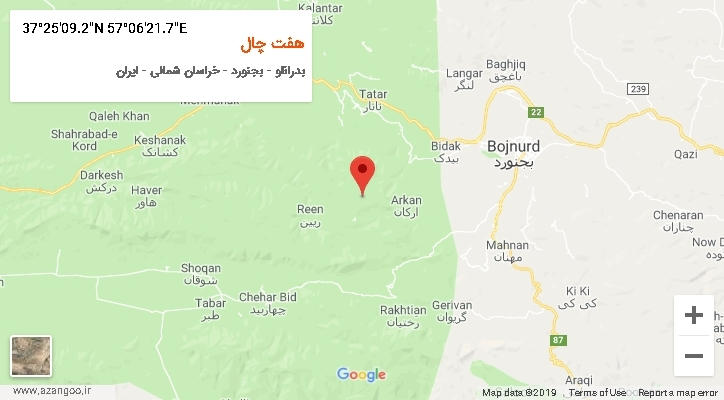 روستای هفت چال بر روی نقشه