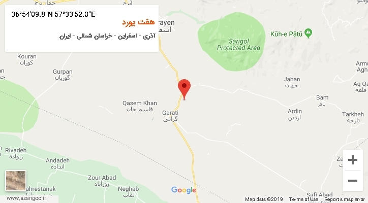 روستای هفت یورد بر روی نقشه