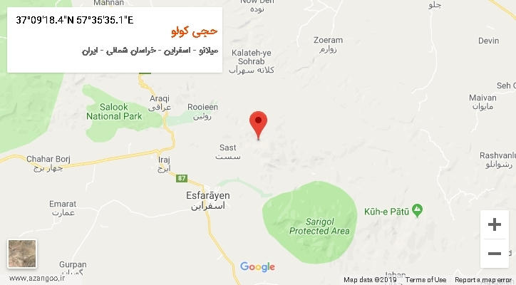 روستای حجی کولو بر روی نقشه