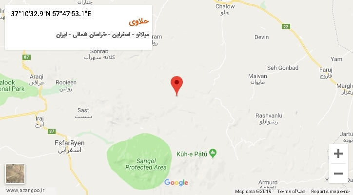 روستای حلاوی بر روی نقشه