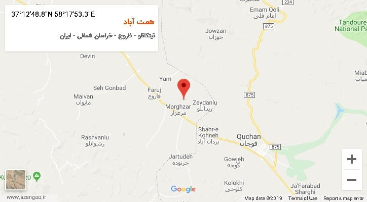 روستای همت آباد بر روی نقشه