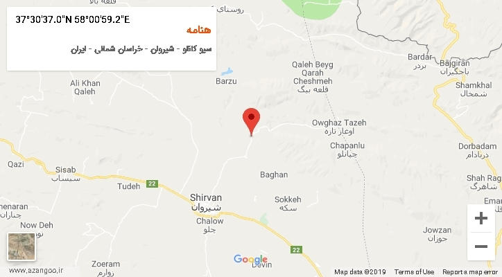 روستای هنامه بر روی نقشه