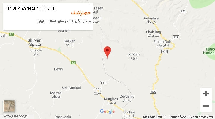 روستای حصاراندف بر روی نقشه