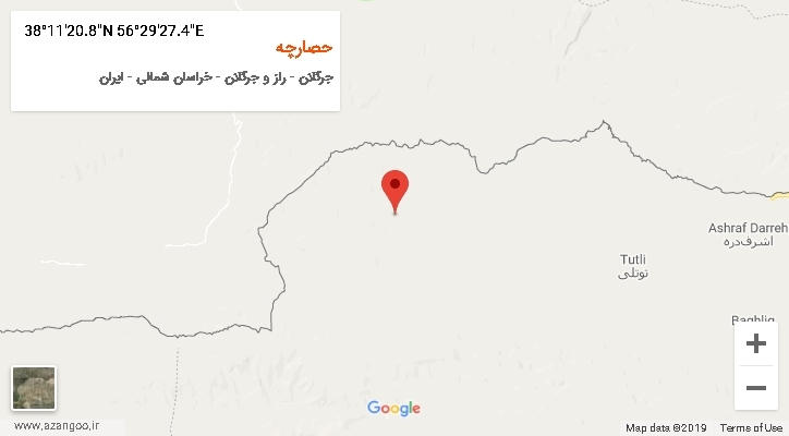 روستای حصارچه بر روی نقشه