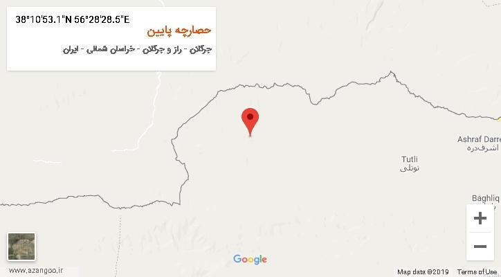 روستای حصارچه پایین بر روی نقشه