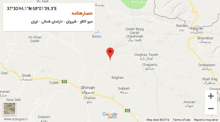 روستای حصارهنامه بر روی نقشه