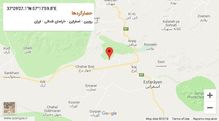 روستای حصارکردها بر روی نقشه