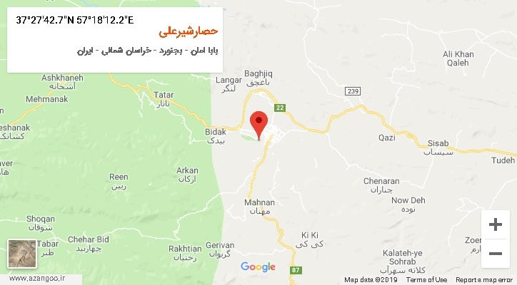 روستای حصارشیرعلی بر روی نقشه