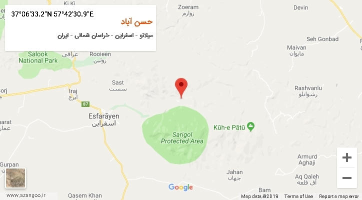 روستای حسن آباد بر روی نقشه
