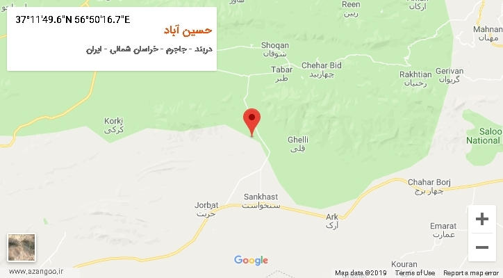 روستای حسین آباد بر روی نقشه