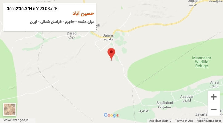 روستای حسین آباد بر روی نقشه