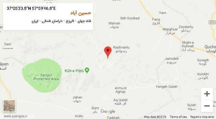 روستای حسین آباد بر روی نقشه
