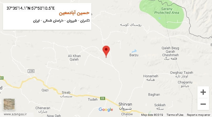 روستای حسین آبادمعین بر روی نقشه