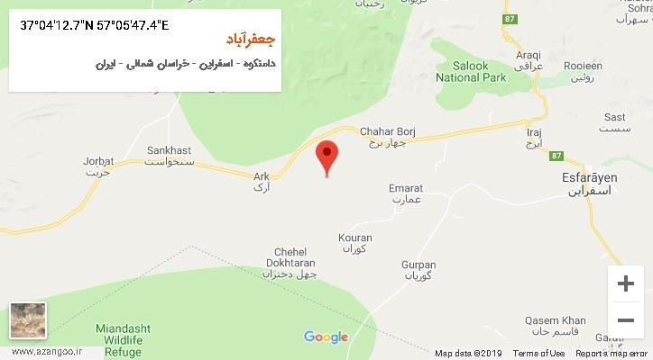 روستای جعفرآباد بر روی نقشه